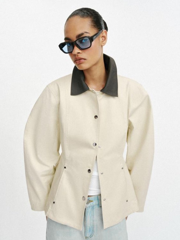 Zara Contrast Collar Peplum Jacket
